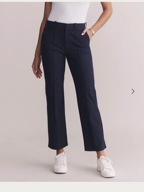RHONE Birdie Cropped Navy Straight-Leg Tailored Trouser
